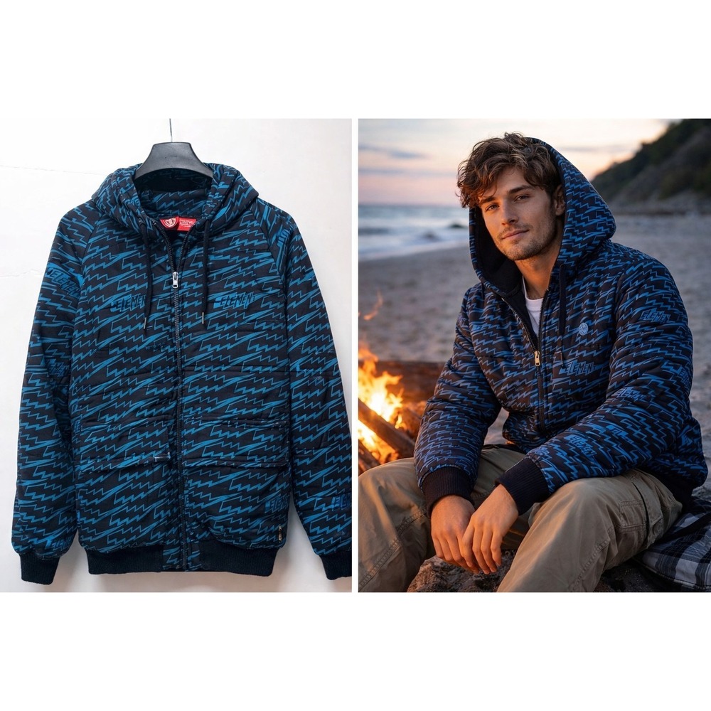 Vintage Element Hoodie Mens L Aqua Skateboard Full Zip Jacket - Picture 1 of 16